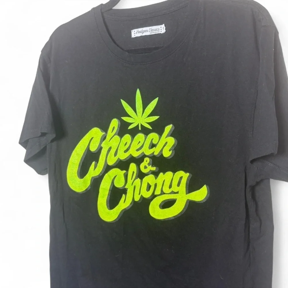 Cheech & Chong Graphic Tee Black Green Headgear Classics Size M